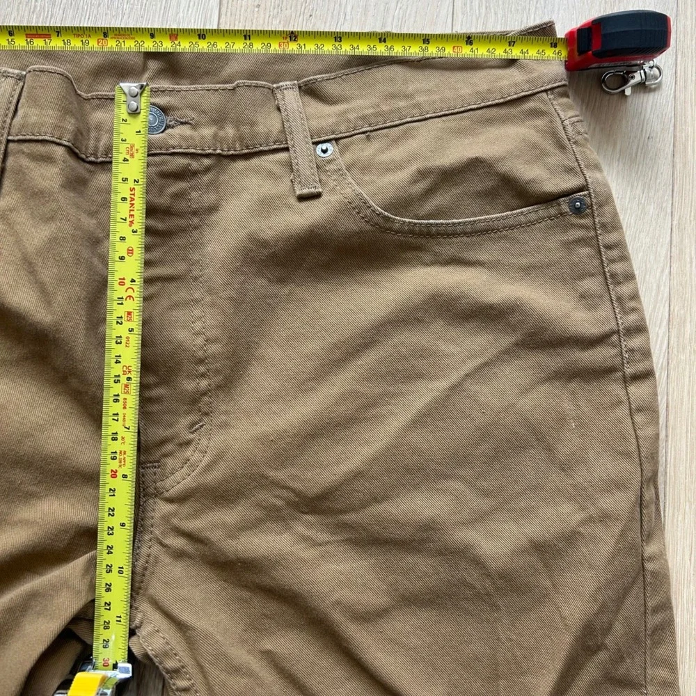 Levi's 511 Cut Off Shorts 38 Brown Khaki Distressed Slim Fit Twill Frayed Hem